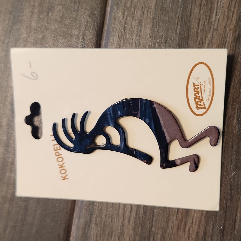 Kokopelli enamel brooch by lazart